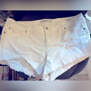 Torrid white denim distressed shorts